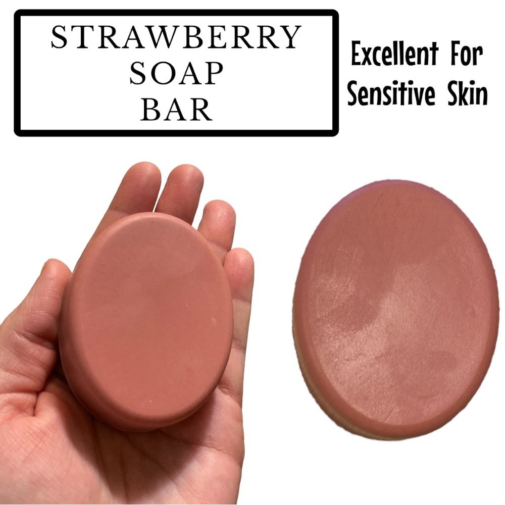 2 Bars, Strawberry Soap, Handmade, Gift Set ( PRICE IS FIRM ) Oval Shaped